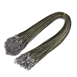 Gewachsten Baumwollkordel bildende Halskette, mit Alu-Karabiner Schnallen und Eisenketten Ende, Platin Farbe, Olive, 17.12 Zoll (43.5 cm), 1.5 mm