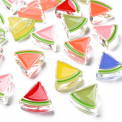 Transparent Enamel Acrylic Beads, Watermelon, Mixed Color, 23.5x25.5x9mm, Hole: 3.5mm