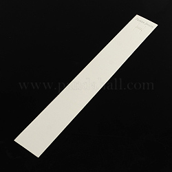 Forme rectangle cartes d'affichage en carton, utilisé pour le collier, bracelet et pendentifs mobiles, blanc, 209x29x0.5mm