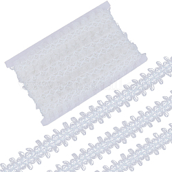 Garnitures en dentelle de polyester, ruban de dentelle fleur creuse, Accessoires de vêtement, blanc, 1 pouce (26 mm)