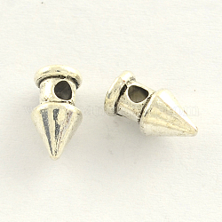 Tibetan Style Zinc Alloy Cone/Spike/Pendulum Charms, Antique Silver, 11x6mm, Hole: 2mm, about 1042pcs/1000g