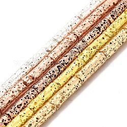 Fili di perle di roccia lavica naturale elettrodeposta, colonna, colore misto, 13x4mm, Foro: 1 mm, circa 29~30pcs/filo, 15.35~15.94 pollice (39~40.5 cm)