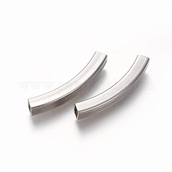 304 Stainless Steel Tube Beads, Square Hole, Stainless Steel Color, 38x5x5mm, Hole: 4x4mm
