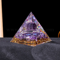 Piramidi di resina organica, con ametista naturale, decorazioni per esposizione domestica, 60x60mm