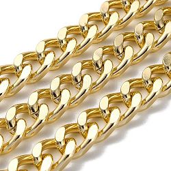 Оксидированные алюминиевые цепи с алмазной огранкой и гранеными бордюрами, кубинские звенья цепи, несварные, с катушкой, золотой свет, 16x11.5x5 мм, около 49.21 фута (15 м) / рулон