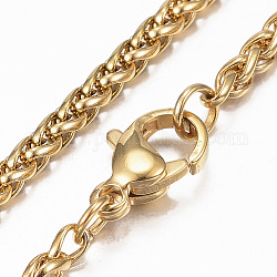 304 из нержавеющей стальной трос цепи ожерелья, с карабин-лобстерами , золотые, 16.14 дюйм (41 см), 2.5 мм