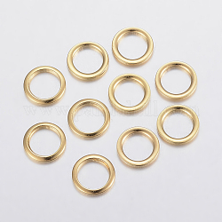 304 anelli di collegamento in acciaio inox, vero placcato oro 24k, 8x1mm, Foro: 6 mm
