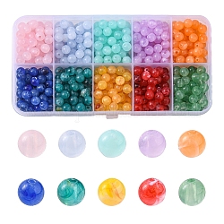 600 pièces 10 couleurs perles acryliques imitation pierres précieuses rondes, couleur mixte, 6mm, Trou: 1.5mm, à propos 60pcs / couleur