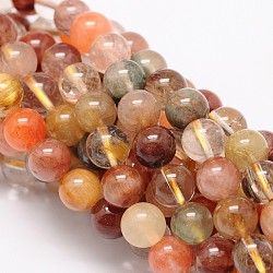 Ronde naturelle de quartz rutile perles brins, AA grade, 8mm, Trou: 1mm, Environ 51 pcs/chapelet, 15.74 pouce