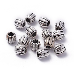 Tibetischer stil legierung perlen, Cadmiumfrei und Nickel frei und Bleifrei, Oval, Antik Silber Farbe, 9x9.5 mm, Bohrung: 3.8 mm