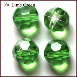 Perles d'imitation cristal autrichien, grade AAA, facetté (32 facettes), ronde, lime green, 6mm, Trou: 0.7~0.9mm