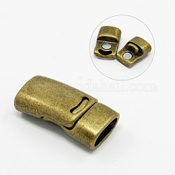 Alloy Magnetic Clasps, Nickel Free, Rectangle, Antique Bronze, 26x13x8mm, Hole: 10x5mm