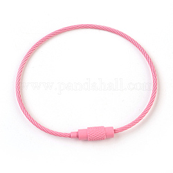 Stahldraht Armband machen, mit Messing-Schließen, neon rosa , 6-1/8 Zoll (15.5 cm) ~ 6-1/4 Zoll (16 cm)