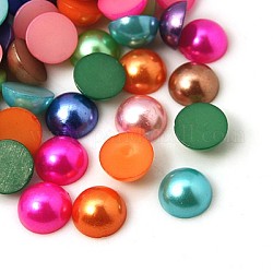 Imitation Pearl Acrylic Cabochons, Half Round/Dome, Mixed Color, 6x3mm, about 5000pcs/bag