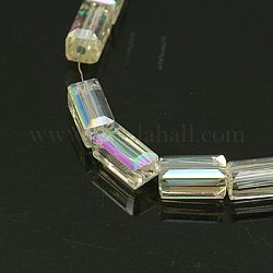 Electroplate Glass Beads, Full Rainbow Plated, Faceted, Cuboid, Colorful, 8x4x4mm, Hole: 1mm