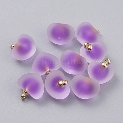 Pendentifs en acrylique transparent mat, Perle en bourrelet, avec bails pendentif en plastique ccb, cœur, or clair, orchidée noire, 18x18x14mm, Trou: 2mm