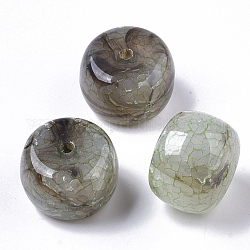 Transparent Crackle Acrylic Beads, Two Tone, Column, Light Green, 20x14mm, Hole: 2.5mm, about 126pcs/500g