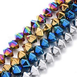 Electroplated Non-magnetic Synthetic Hematite Beads Strands, Faceted, Bicone, Mixed Color, 8x10x8.5mm, Hole: 0.8mm, about 49pcs/strand, 15.75 inch(40cm)