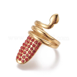 (venta de fábrica de fiestas de joyería) revestimiento de iones (ip) 304 anillos de dedo de acero inoxidable, con diamante de imitación, dorado, Tailandia ligera, nosotros tamaño 1 3/4 (13 mm)