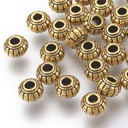 Perline in lega stile tibetano, rondelle, oro antico, piombo & cadimo libero, 6x4.5mm, Foro: 1.5 mm