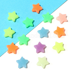 Luminous Acrylic Beads, Glow In The Dark, Star, Colorful, 11x11x4mm, Hole: 1.3mm, 100pcs/bag