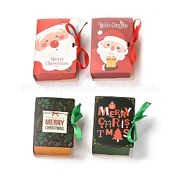 Рождественские складные подарочные коробки, форма книги с лентой, подарочные пакеты, на подарки конфеты печенье, разнообразные, 13x9x4.5 см