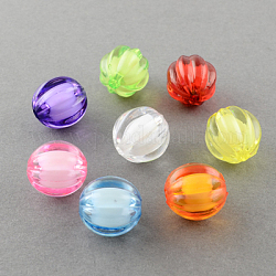 Perline acrilico trasparente, perline in perline, tondo, zucca, colore misto, 14mm, Foro: 2 mm, circa 390pcs/500g