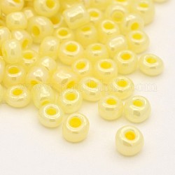 8/0 ceylan perles de rocaille en verre ronde, champagne jaune, taille: environ 3mm de diamètre, Trou: 1 mm, environ 1101 pcs/50 g