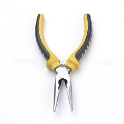 45# Carbon Steel Jewelry Pliers, Needle Nose Pliers, Chain Nose Pliers, Serrated Jaw and Wire Cutter, Polishing, Gold, 165x60x25mm