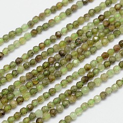 Grenat vert naturel facettes brins de perles rondes, perles d'andradite, 3mm, Trou: 1mm, Environ 132 pcs/chapelet, 15.5 pouce