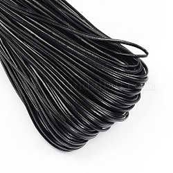 Cordón de cuero de la PU, Cordón de cuero de imitación, piso, negro, 4x2mm, alrededor de 103.89 yarda (95 m) / paquete