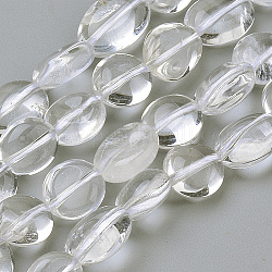 Natürlichem Quarz-Kristall-Perlen Stränge, Oval, 9~12x8~10x5~6 mm, Bohrung: 1 mm, ca. 43 Stk. / Strang, 15.7 Zoll