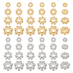 UNICRAFTALE 80Pcs 8 Styles 3/4/5/6/8mm 304 Stainless Steel Spacer Beads Sets Metal Flower Shape Spacer Caps Bead Cap Half Round Bead Caps for Bracelet Jewelry Making