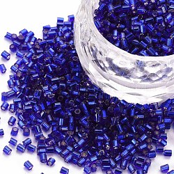 Glass tubulär Perlen, Silber ausgekleidet, Blau, 1.8~2.2x1.8~2 mm, Bohrung: 0.8~0.9 mm, ca. 15000 Stk. / Pfund