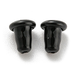 Vernice da forno 304 acciaio inossidabile con gomma all'interno dei dadi per le orecchie dei proiettili, schienali orecchino, nero, 5.5x5x5mm, Foro: 0.8 mm