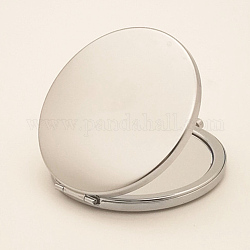 Specchio in ferro, con superficie in specchio di vetro, rotondo e piatto, platino, 65x13mm