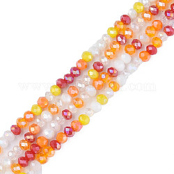 Chapelets de perles en verre, facette, rondelle, orange, 3.5x3mm, Trou: 0.9mm, Environ 130 pcs/chapelet, 14.37 pouce (36.5 cm)