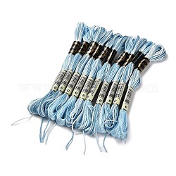 10かせ 6層ポリエステル刺繍フロス  クロスステッチの糸  セグメント染め  空色  0.5mm  約8.75ヤード（8m）/かせ
