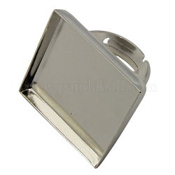 真鍮製リングパーツ  パッドリング空白  ジュエリー作りのための  調整可能  プラチナ  サイズ：リング：約17内径  トレイ：約25 mm内幅  25×長インナー