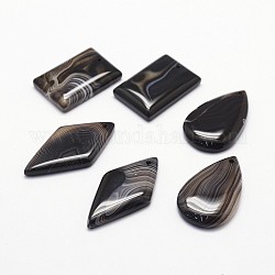 Pendentifs d'agate naturelle, teinte, forme mixte, noir, 31.5~42.5x21~23x5~6.5mm, Trou: 2mm