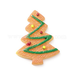 Cabochon decodificati di biscotti natalizi in resina opaca e imitazione plastica, sabbia marrone, albero di Natale, 28x21.5x4mm