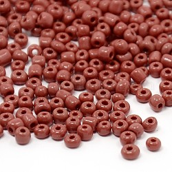 6/0 Perlas de semillas de vidrio, colores opacos semilla, de color rojo oscuro, aproximamente 4 mm de diámetro, agujero: 1 mm, aproximamente 4500 unidades / libra