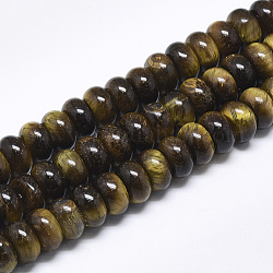 Chapelets de perles d'œil de tigre naturel, rondelle, 10x6mm, Trou: 1mm, Environ 67 pcs/chapelet, 15.3 pouce