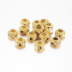 Perline europeo smalto in lega, perline con foro grande, rondelle, oro, sienna, 11x6mm, Foro: 5 mm