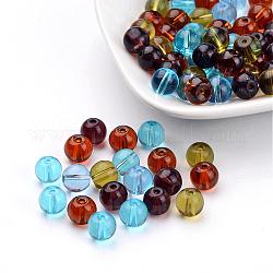 Perles en verre rondes avec couleur mixte, 8mm, Trou: 1mm