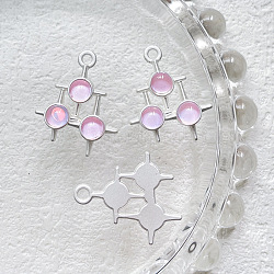 Ciondoli di resina in lega, ciondoli a tripla stella, opaco color argento, perla rosa, 19x17mm