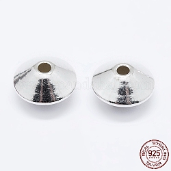 925 стерлингов серебряные шарики Spacer, блюдце бусины, серебряные, 6x2.8 мм, отверстие : 1.6 мм