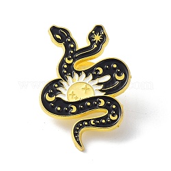 Serpent avec broche en émail cool art noir soleil, broche en alliage émaillé pour vêtements de sacs à dos, or, blanc, 32x22.5x9.5mm, pin: 1 mm