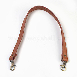 Leather Bag Handles, with Alloy Clasps, for Bag Straps Replacement Accessories, Antique Bronze, Peru, 580~595x19~20x4mm