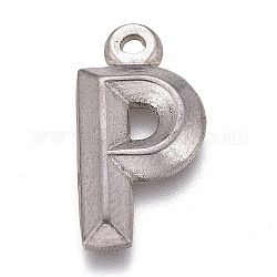 304 Stainless Steel Pendants, Alphabet, Letter.P, 16x8.5x2mm, Hole: 1.2mm